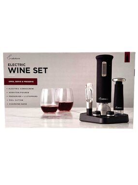 Rabbit Electric Wine Set With Corkscrew Aerator Preserver Foil Cutter Charger